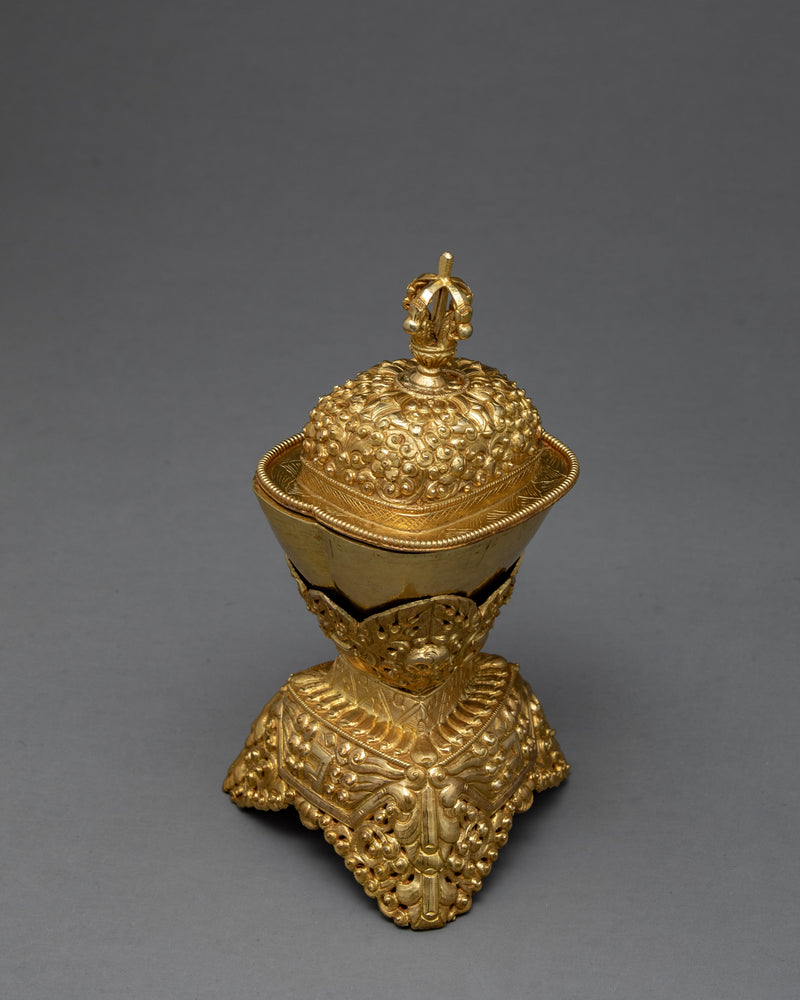 Buddhist Ritual Bowl | 7.8" Tibetan Skull Cup | Ritual Objects