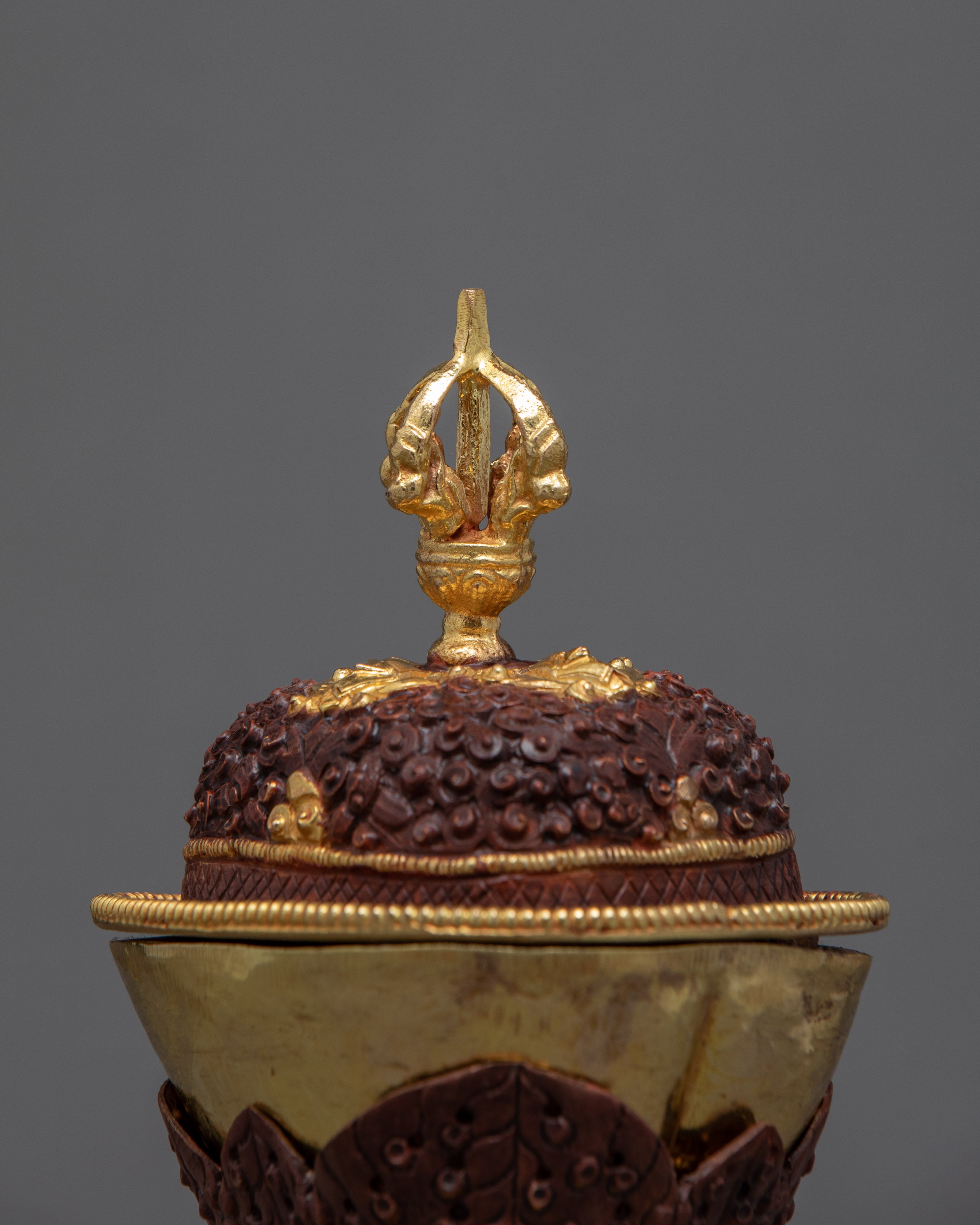 Gold Plated Kapala Skull Cup Set | Tibetan Ritual Offering for Ancient Practices