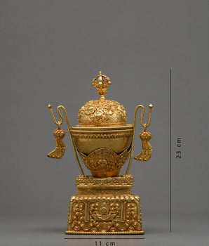 Fine Quality Kapala Set | Tantric Ritual Objects | Full Gold Skull Cup