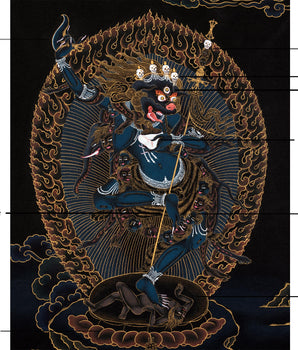 Singhamukha Thangka | Simhamukha | Lion Faced Dakini | Black And Gold Painted Tibetan Art
