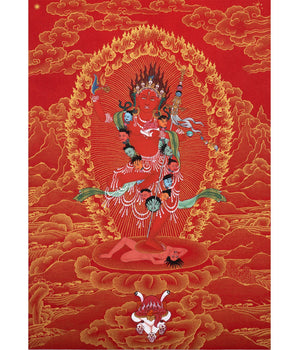 Vajravarahi, Dakini, Yogini Thangka Painting, Hand Painted Vajrayana Buddhist Art