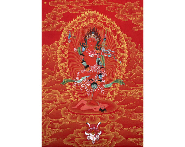 Vajravarahi, Dakini, Yogini Thangka Painting, Hand Painted Vajrayana Buddhist Art