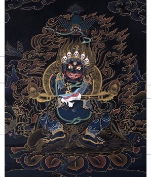 Sakya Mahakala | Black and Gold Thangka | Tibetan Buddhist Art