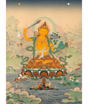 Manjushri Bodhisattva Thangka |Tibetan Buddhist Art | Hand Painted Thangka