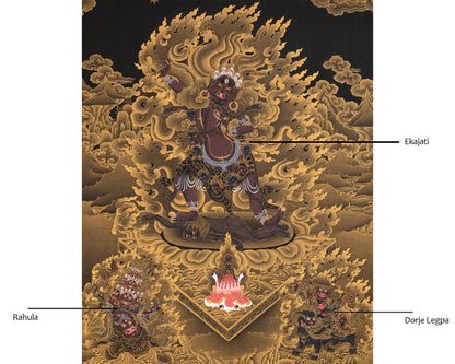 Ekajati With Rahula & Dorje Lekpa Thangka Print | Tibetan Painting