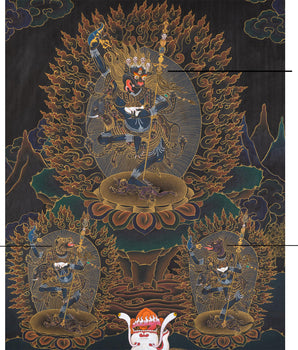 Simhamukha Thangka | Simhamukha Thangka | Lion Head Dakini Painting | Black And Gold