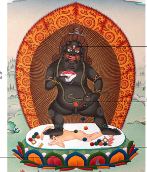 Black Dzambhala Thangka | High Quality Giclee Canvas Print | Digital Print