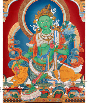 Green Tara Thangka Print | Green Tara Guru| Wall Decor