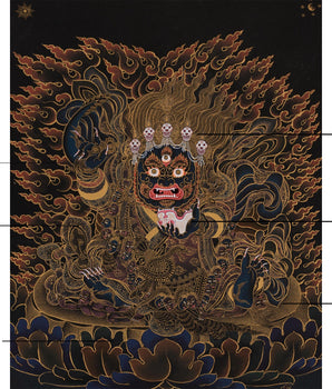 Mahakala Bernagchen Thangka | Traditional Black and Gold Painting