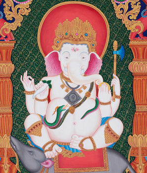 Ganesh Thangka Print | Paubha Style Painting | Religious Decors