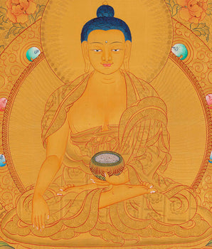 Gold Shakyamuni Buddha Thangka | Himalayan Art