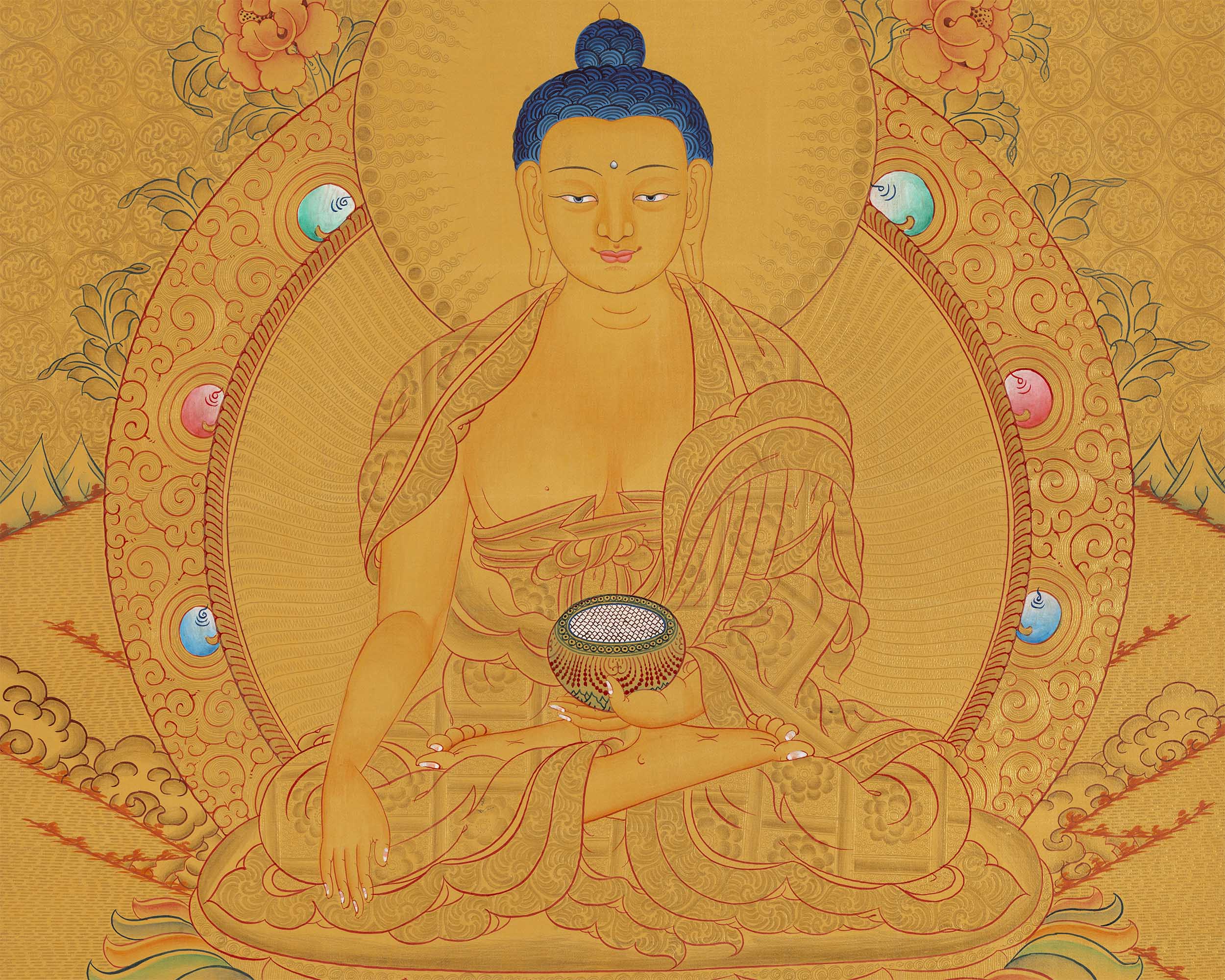 Gold Shakyamuni Buddha Thangka | Himalayan Art