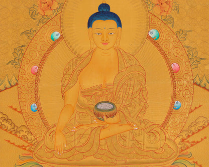 Gold Shakyamuni Buddha Thangka | Himalayan Art