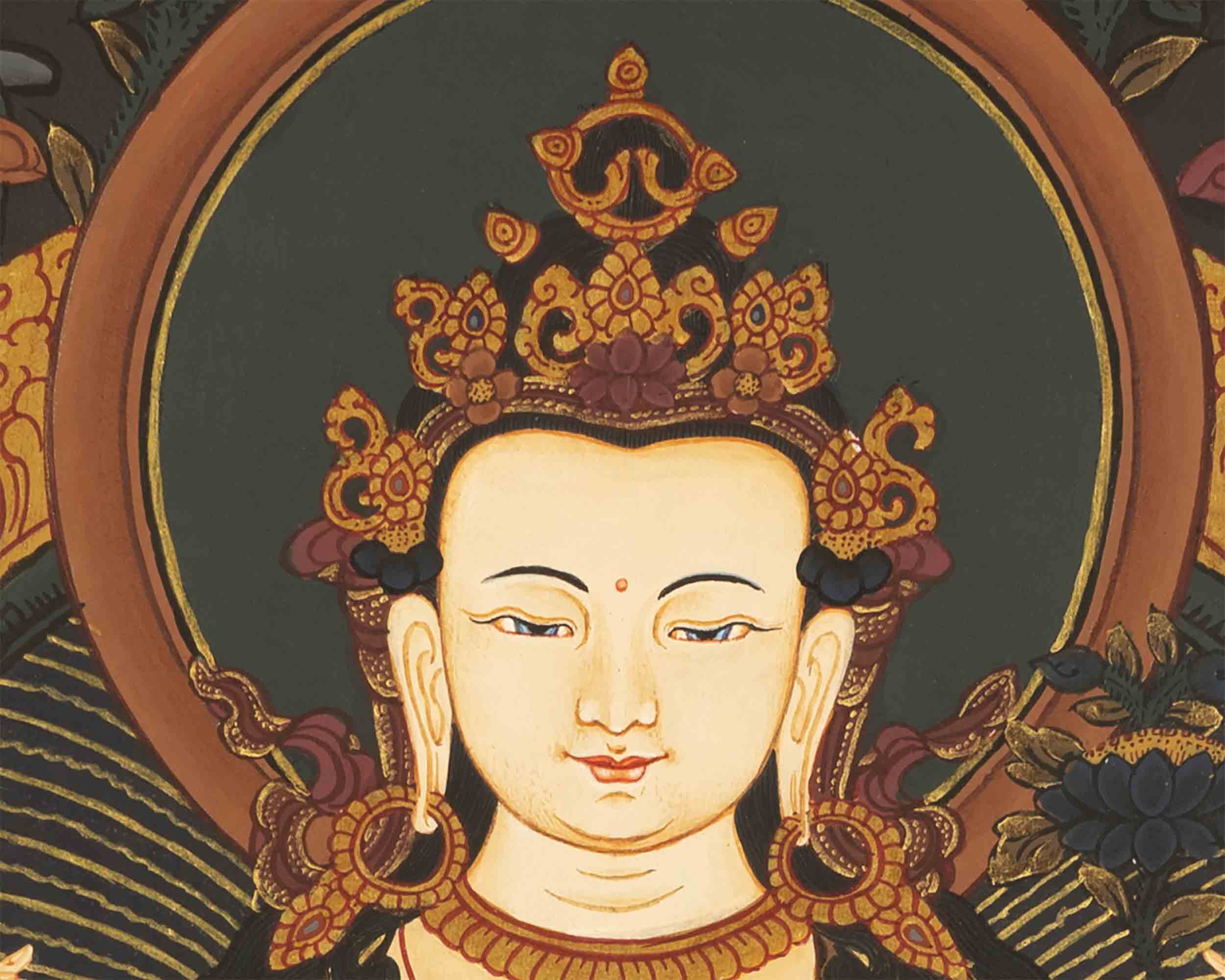 Chengrezig  Thangka Painting | Religious Tibetan Wall Art