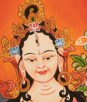 Handpainted  White Tara | Tibetan Buddhist Art