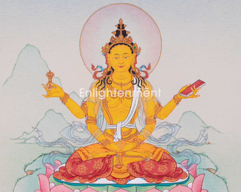 Hand Painted Artwork Of Prajna Paramita | Perfection of Wisdom | Bodhisattva's Radiance