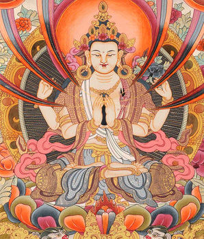 Avalokitesvara Chengrezig Thangka | Traditional Tibetan Art