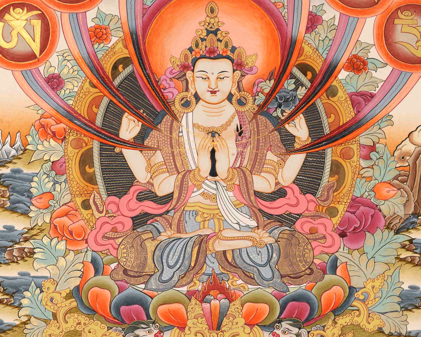 Avalokitesvara Chengrezig Thangka | Traditional Tibetan Art