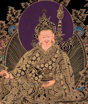Black And Gold Style Guru Rinpoche Thangka | Art Painting