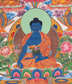 Medicine Buddha Thangka | Tibetan Healing Blue Buddha