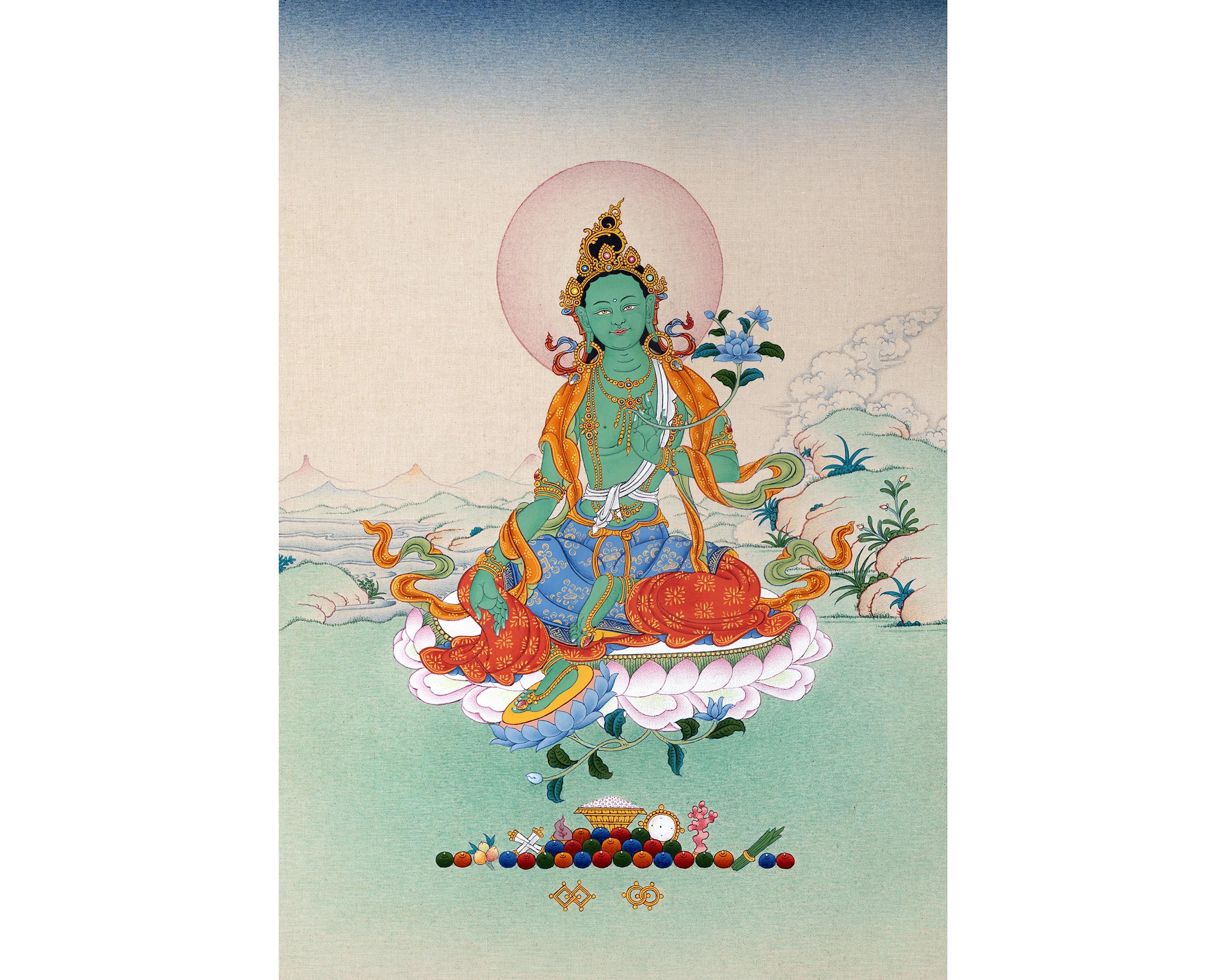 Green Tara | Female Buddha | Tibetan Buddhist Thangka