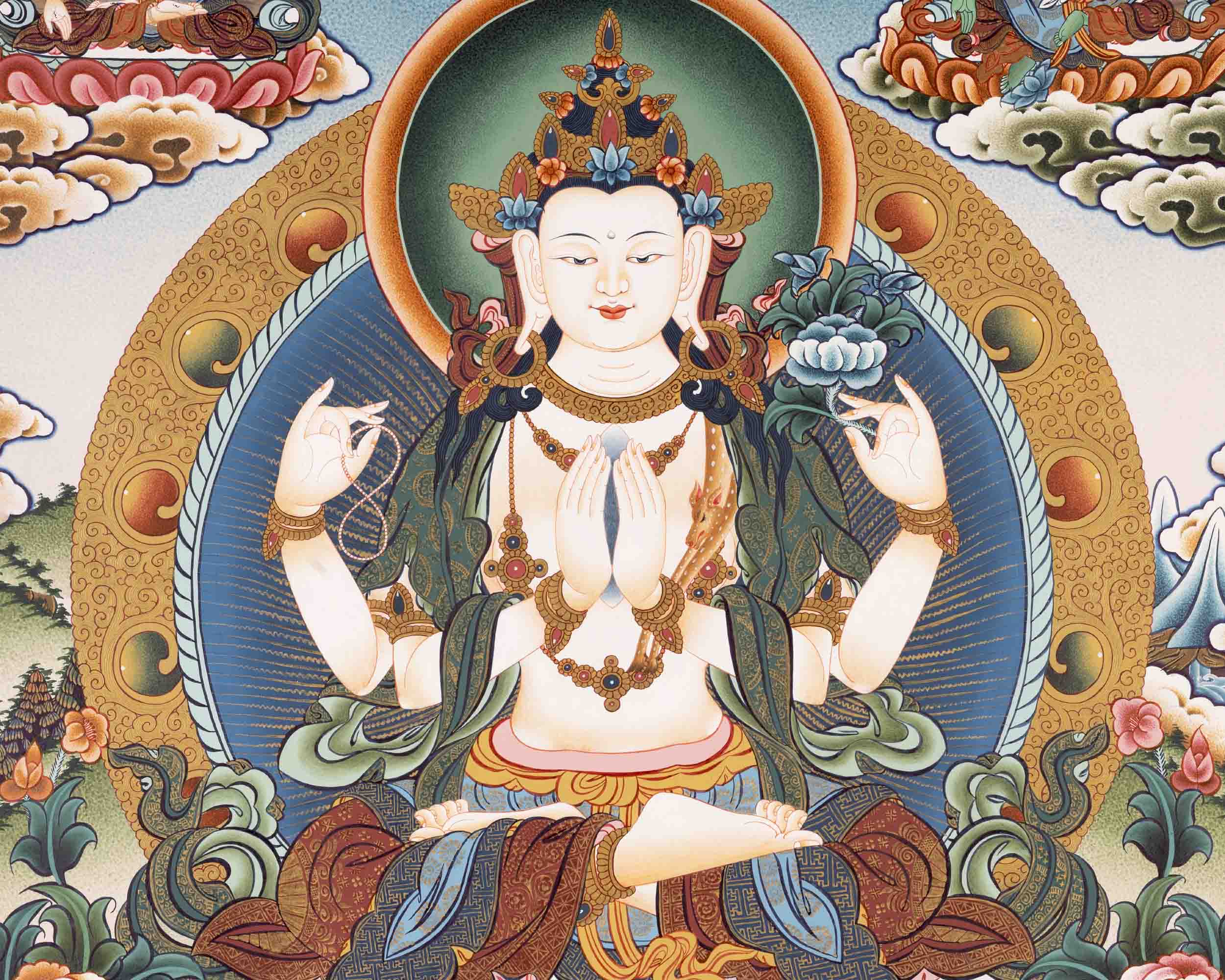 Buddhist Avalokiteshvara Chengrezig | Wall Decoration Thangka Painting