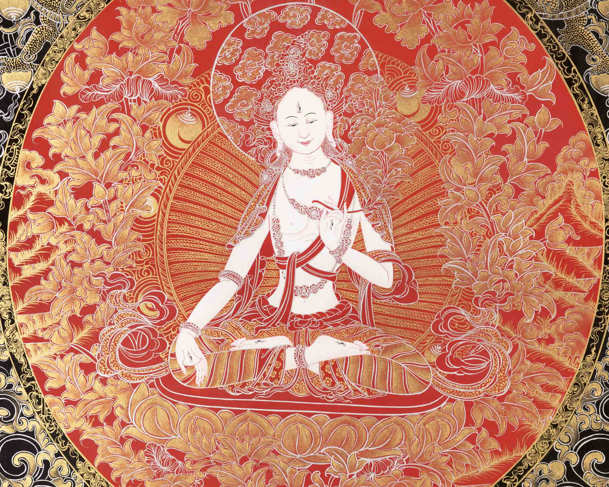 White Tara Thangka | Female Bodhisattva Art | Wall Decors