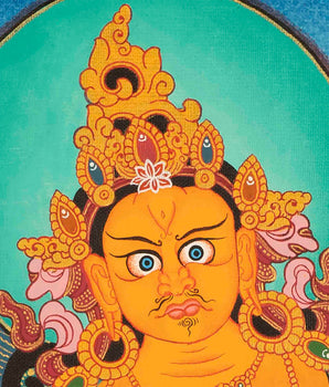 Handpainted Dzambala Kubera | Religious Thangka Art | Wall Decors