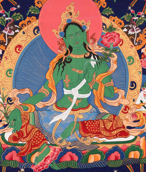 Green Tara Thangka | Wall Decor Painting