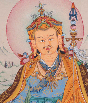 Hand Painted Thangka For Guru Rinpoche Mantra Practice | Traditional Tibetan Master Art