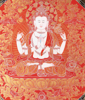 Bodhisattva Chenresig Thangka | Religious Buddhist Painting