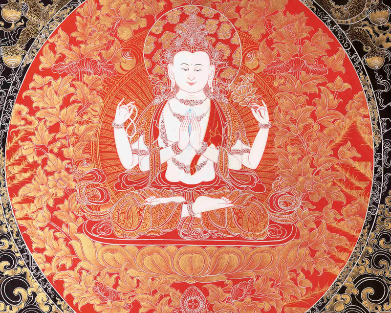 Bodhisattva Chenresig Thangka | Religious Buddhist Painting