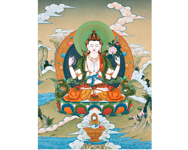 Chenrezig | Bodhisattva Thangka Painting | Buddhist Art