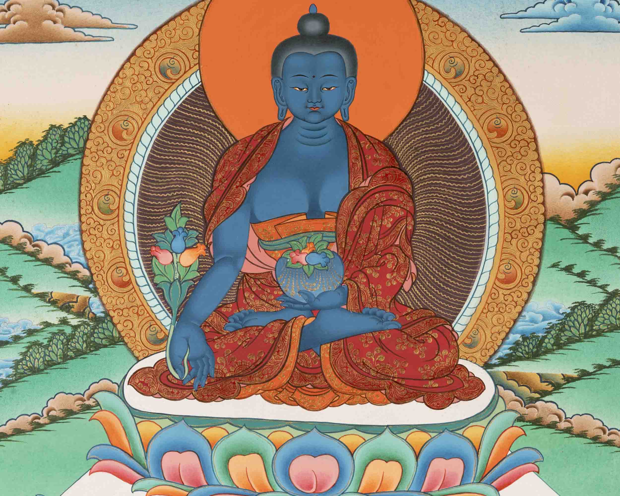 Medicine Buddha | Healing Buddha Thangka | Traditional Tibetan Paint