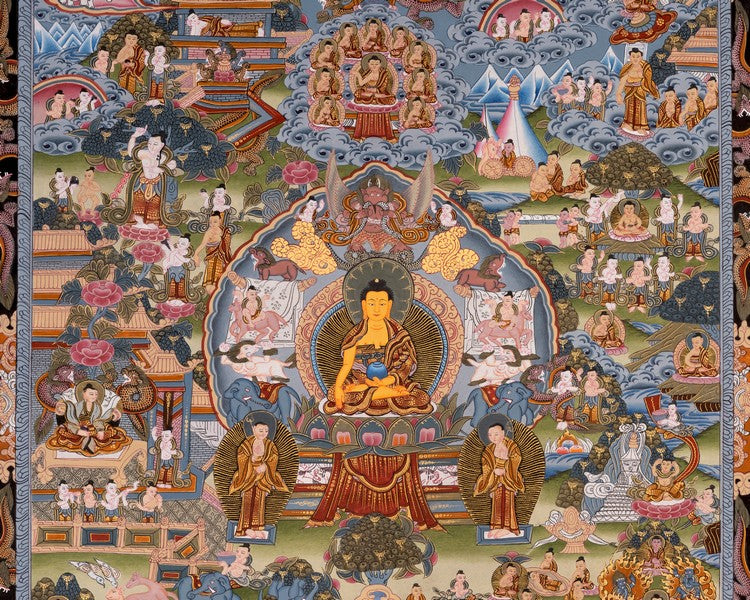 Buddha life Story | Vintage Buddha Thangka