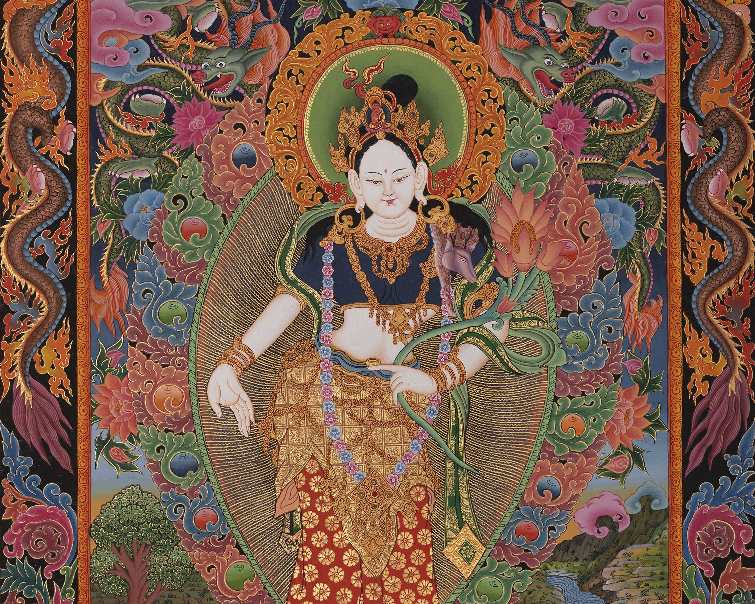 Padmapani Lokeshvara Print | Quality Thangka Painting