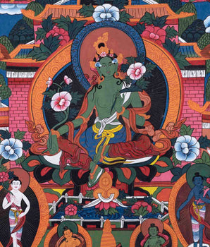 Green Tara Thangka | Religious Buddhist Painting | Wall Decors