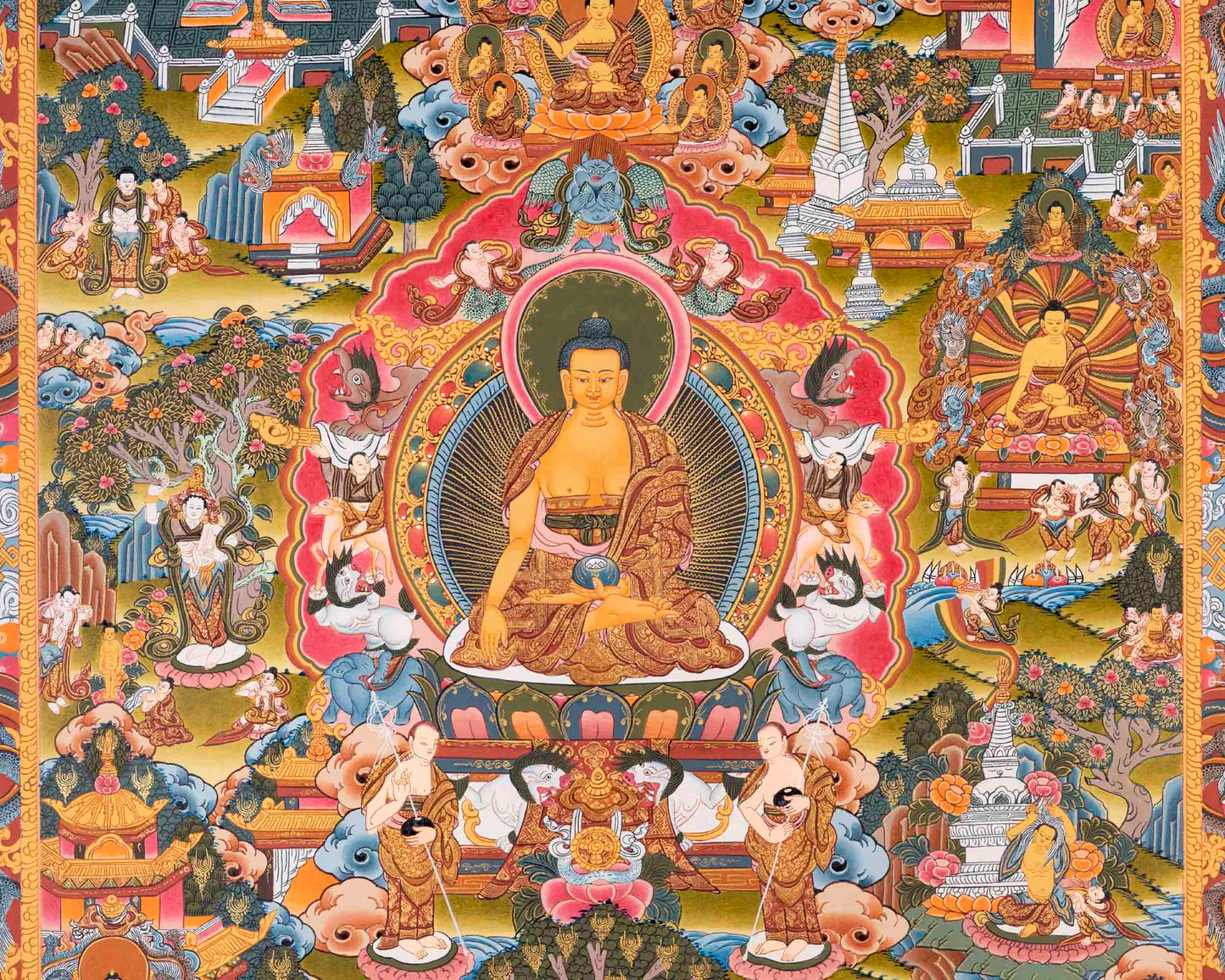 Buddha life Story | Vintage Original Hand-Painted Thangka