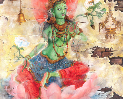 Arya Green Tara | Buddhist Thangka Print