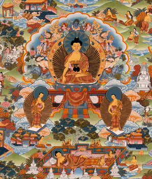 Buddha life Story Vintage Thangka | Religious Buddhist Art | Wall Decors