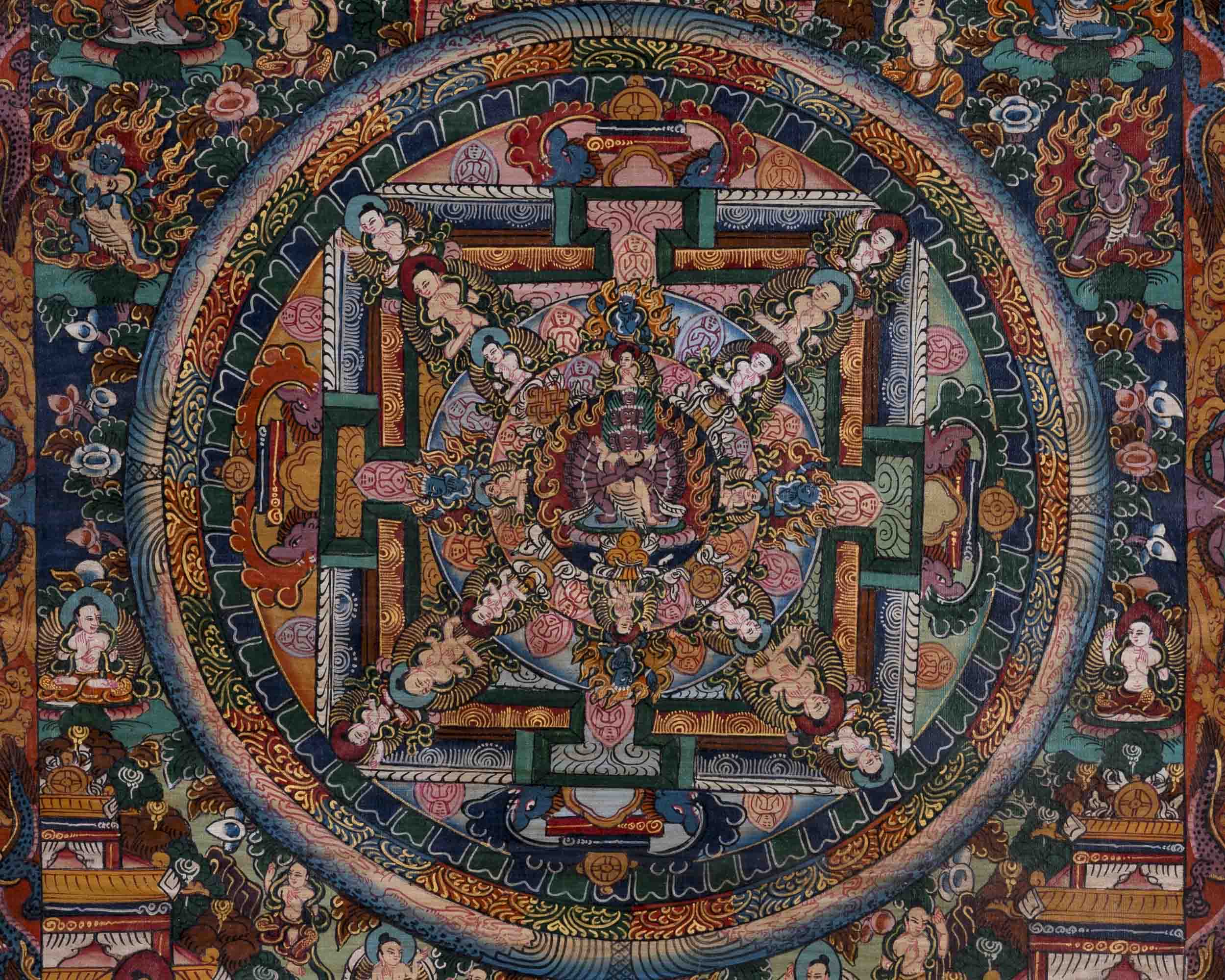 Traditional Heruka Mandala | Religious Buddhist Thangka | Wall Decors