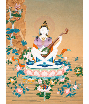 Yangchenma Thangka | Saraswati Thanka Painting | Tibetan Buddhist Art