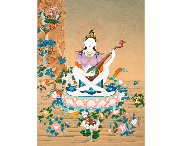 Yangchenma Thangka | Saraswati Thanka Painting | Tibetan Buddhist Art