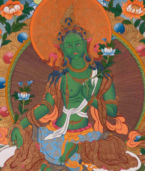 Green Tara | Traditional Buddhist Thangka | Wall Decors