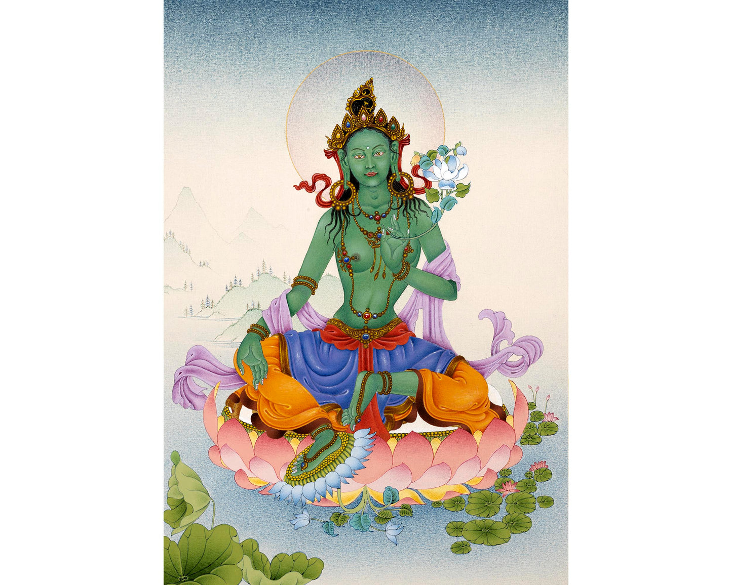 Green Tara Thangka | Himalayan Paintings | Hand-Painted with 24k Gold