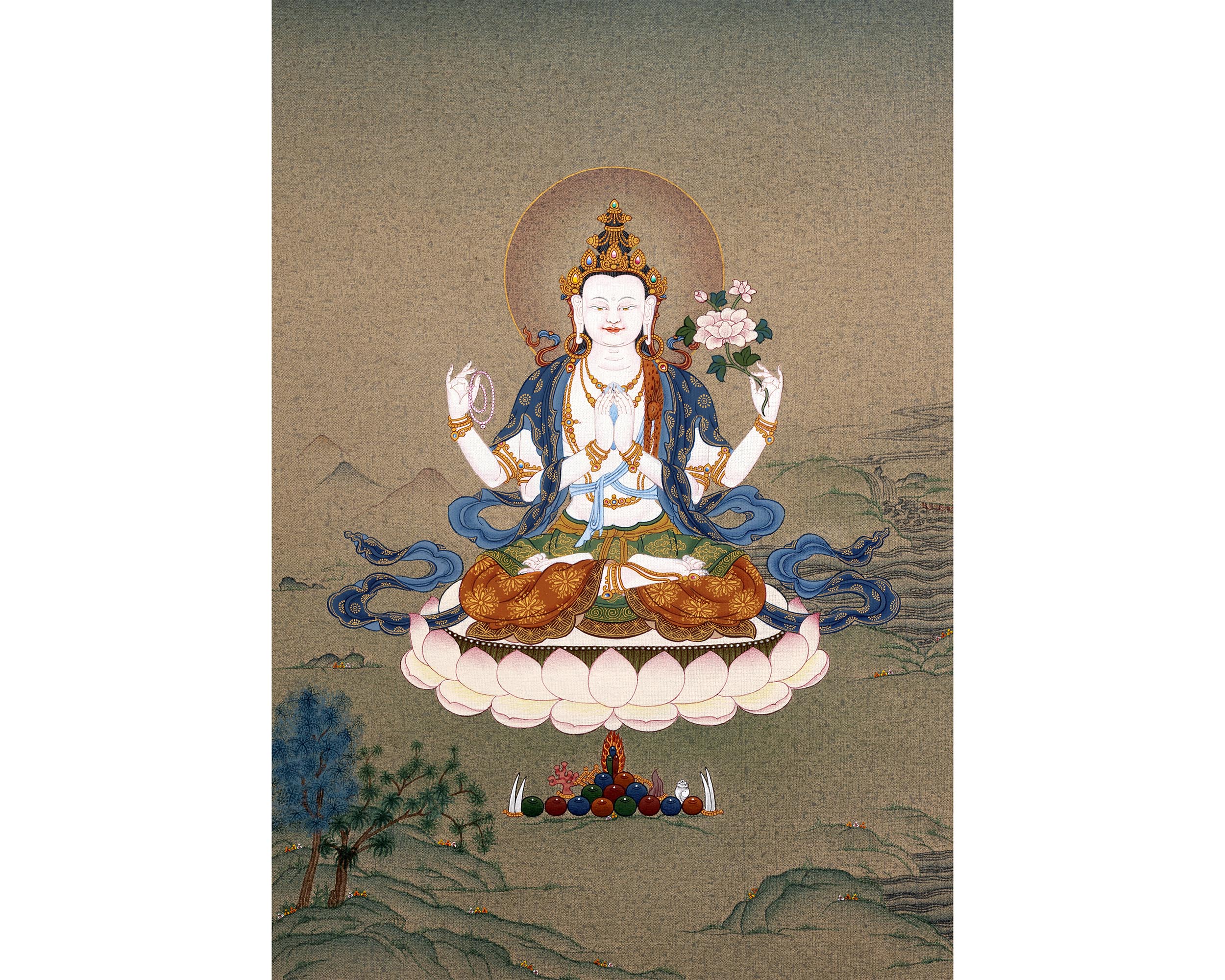Bodhisattva Chenrezig Thangka  | Tibetan Avalokiteshvara Painting