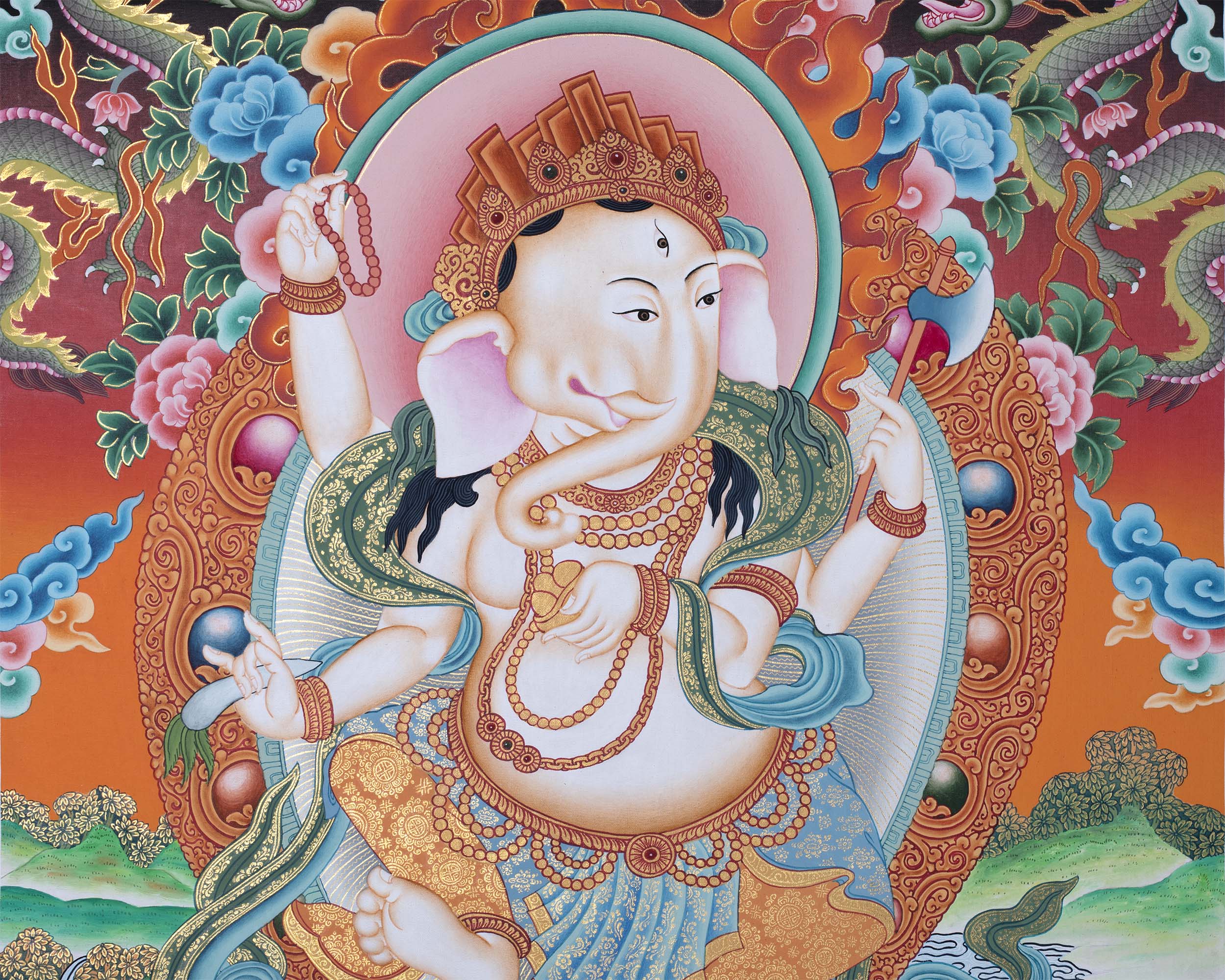 Ganesh Prints | Digital Thangka Prints | Wall Decors