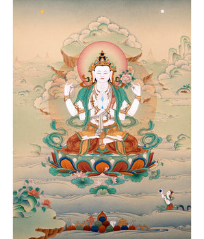 Chenrezig Thangka | Avalokiteshvara | Tibetan Karma Gadri Art