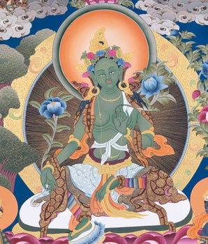 Traditoinal Green Tara Thangka | Tibetan Paint