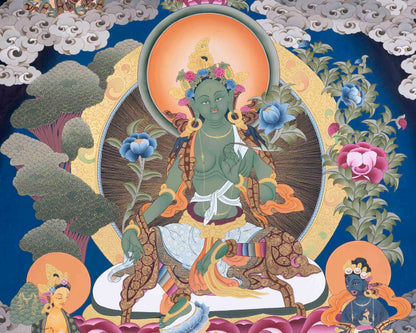 Traditoinal Green Tara Thangka | Tibetan Paint